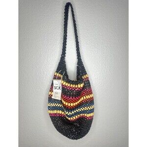 The Sak Bali Singakerta 120 Hobo Bag Wood Bead Purse Limited Edition Colorful